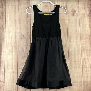 Alice + Olivia Black Silk Sleeveless A-Line Black Tank Sleeveless Dress Size 4‎